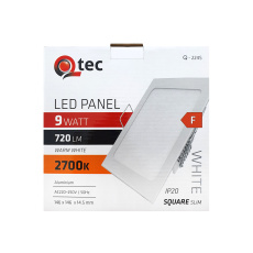 LED panel Qtec Q-224S 9W, štvorcové vstavané 2700K