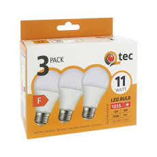 LED žiarovky 11W/1055lm/A60/E27 teplá biela 3 PACK Qtec