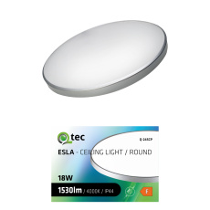 LED stropné svietidlo ESLA Q-245CP 18W 1530lm 4000K ø30cm/kruhové strieborné QTEC