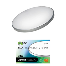 LED stropné svietidlo ESLA Q-246CP 24W 2040lm 4000K ø37cm/kruhové strieborné QTEC