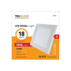 Podhľadové LED svietidlo TRIXLINE – prisadené štvorcové 18W teplá biela