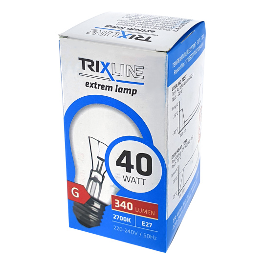 Teplotne odolná žiarovka Trixline 40W, A55, E27, 2700K
