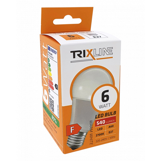 LED žiarovka Trixline 6W 540lm E27 A60 teplá biela