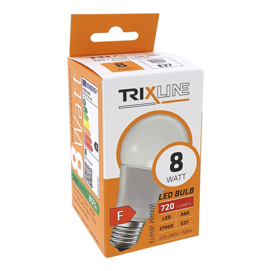 LED žiarovka Trixline 8W 720lm E27 A60 teplá biela