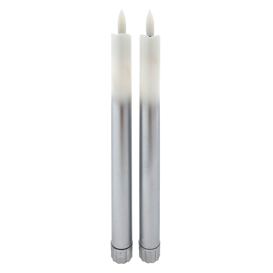 Dlhá LED sviečka - bielo-strieborná, 2ks HOME DECOR HD-117