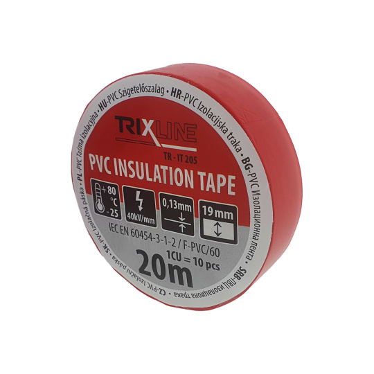 PVC izolačná páska TR-IT 205 20m, 0,13mm červená TRIXLINE