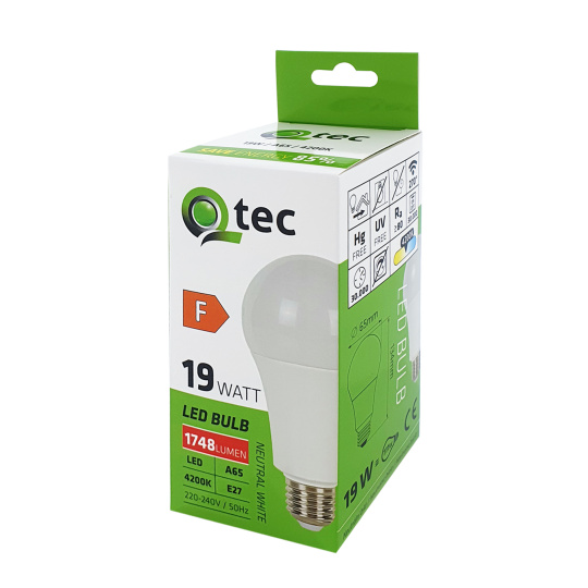QTEC 19W LED E27 4200K A65 1748lm
