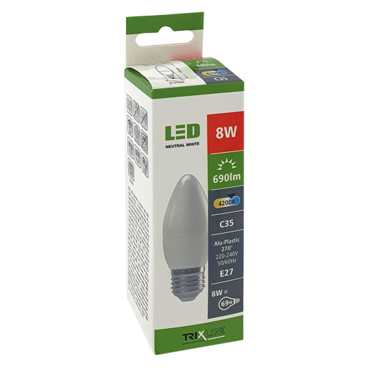 LED žiarovka Trixline 6W E27 C35 neutrálna biela