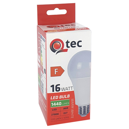LED žiarovka Qtec 16W 1440lm A60 E27 2700K