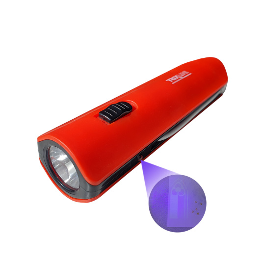 LED ručné svietidlo s UV na bankovky TR-069L červené Trixline