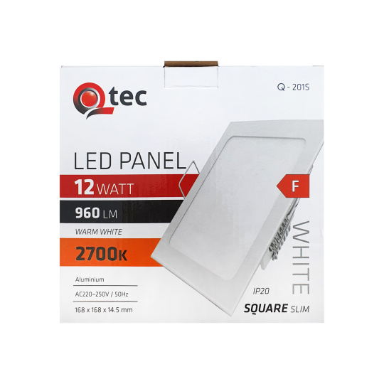 LED panel Qtec Q-201S 12W, štvorcové vstavané 2700K