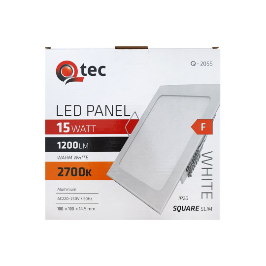 LED panel Qtec Q-205S 15W, štvorcový vstavaný 2700K