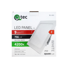 LED panel Qtec Q-225S 9W, štvorcové vstavané 4200K