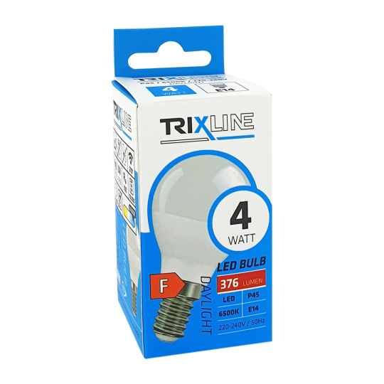 LED žiarovka Trixline 4W 376lm E14 P45 studená biela