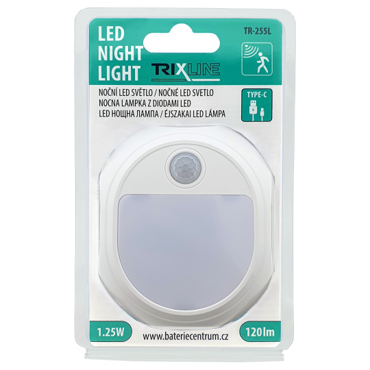 TR-255L LED nočné svetlo s pohybovým senzorom + USB-C Trixline