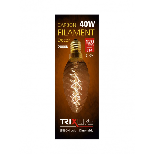 Dekoračná stmievateľná žiarovka Trixline 40W E27 (C35-T) 