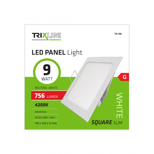 Podhľadové LED svietidlo TRIXLINE – štvorcové 9W neutrálna biela