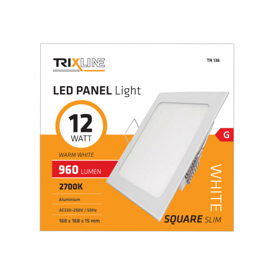 Podhľadové LED svietidlo TRIXLINE – štvorcové 12W teplá biela