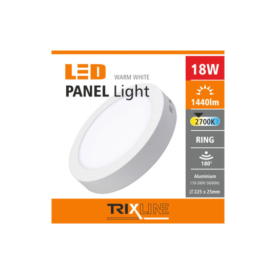 Podhľadové LED svietidlo TRIXLINE – prisadené kruhové 18W teplá biela