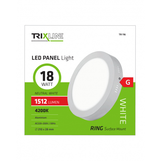 Podhľadové LED svietidlo TRIXLINE – prisadené kruhové 18W neurálna biela