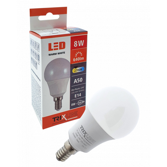 LED žiarovka BC TR 8W E14 A50 teplá biela
