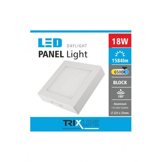 Podhľadové LED svietidlo TRIXLINE – prisadené hranaté 18W studená biela