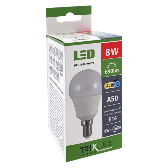 LED žiarovka BC TR 8W E14 A50 neutrálna biela
