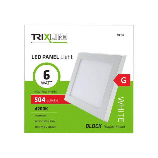 LED panel TRIXLINE TR 118 6W, štvorcový prisadený 4200K