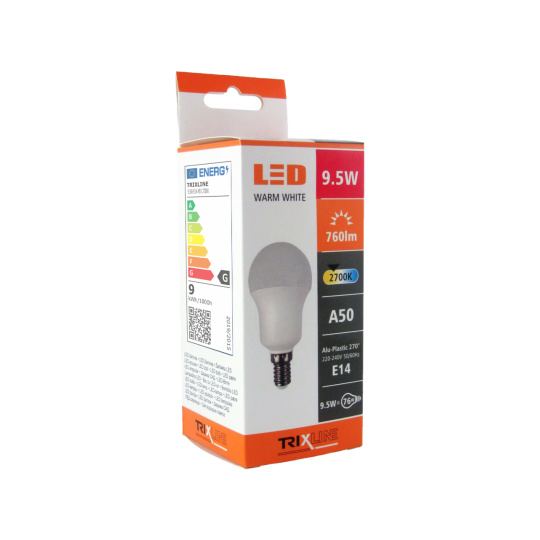 LED žiarovka TRIXLINE 9,5W E14 A50 teplá biela