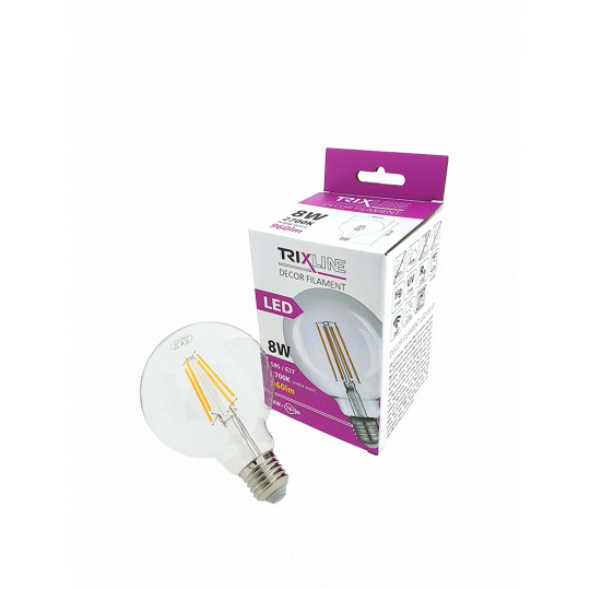 Dekoračná LED žiarovka FILAMENT Trixline 8W G-95 E27 teplá biela