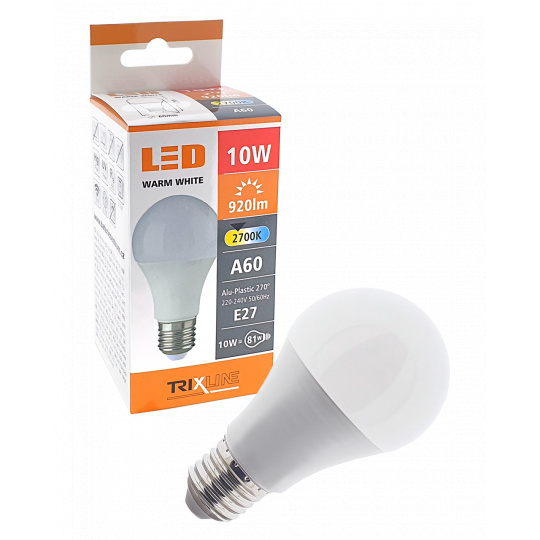 LED žiarovka Trixline 10W E27 A60 teplá biela