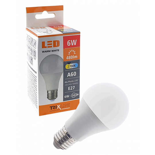 LED žiarovka 6W A60 E27 teplá biela