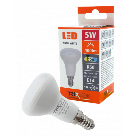 LED žiarovka BC TR 5W E14 R50 teplá biela