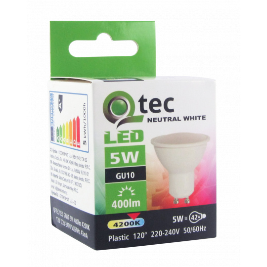 LED žiarovka QTEC 5W GU10 neutrálna biela