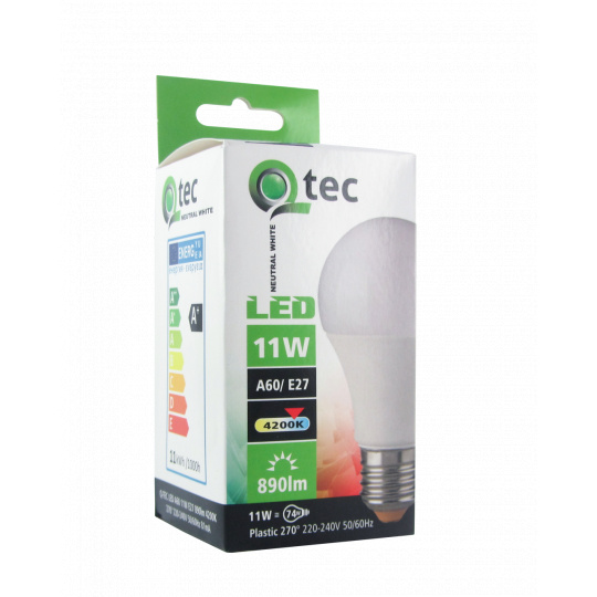 LED žiarovka Q TEC 11W A60 E27 neutrálna biela