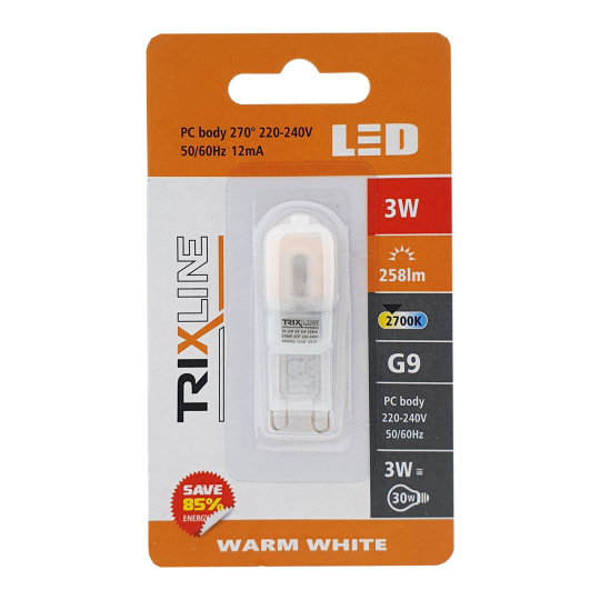 LED žiarovka Trixline 3W G9 teplá biela