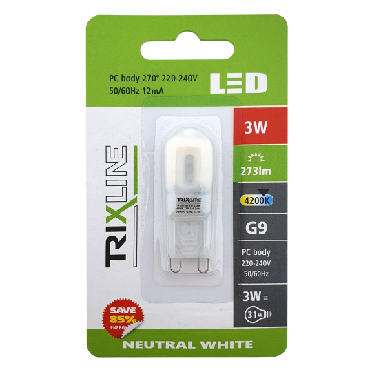 LED žiarovka BC TR 3W G9 neutrálna biela