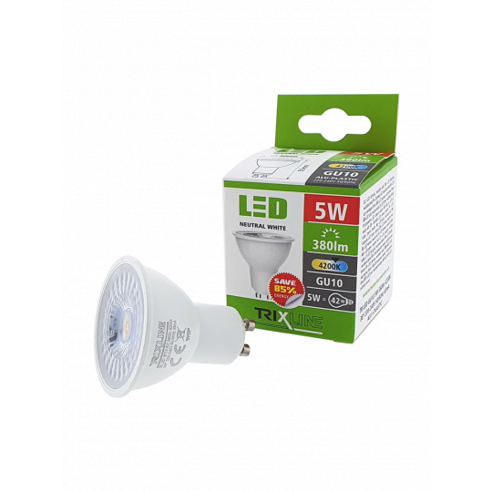 LED žiarovka Trixline 5W GU10 neutrálna biela ALU+PLAST