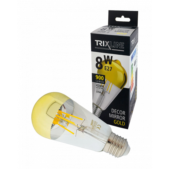 LED žárovka Trixline DECOR MIRROR ST64, 8W GOLD